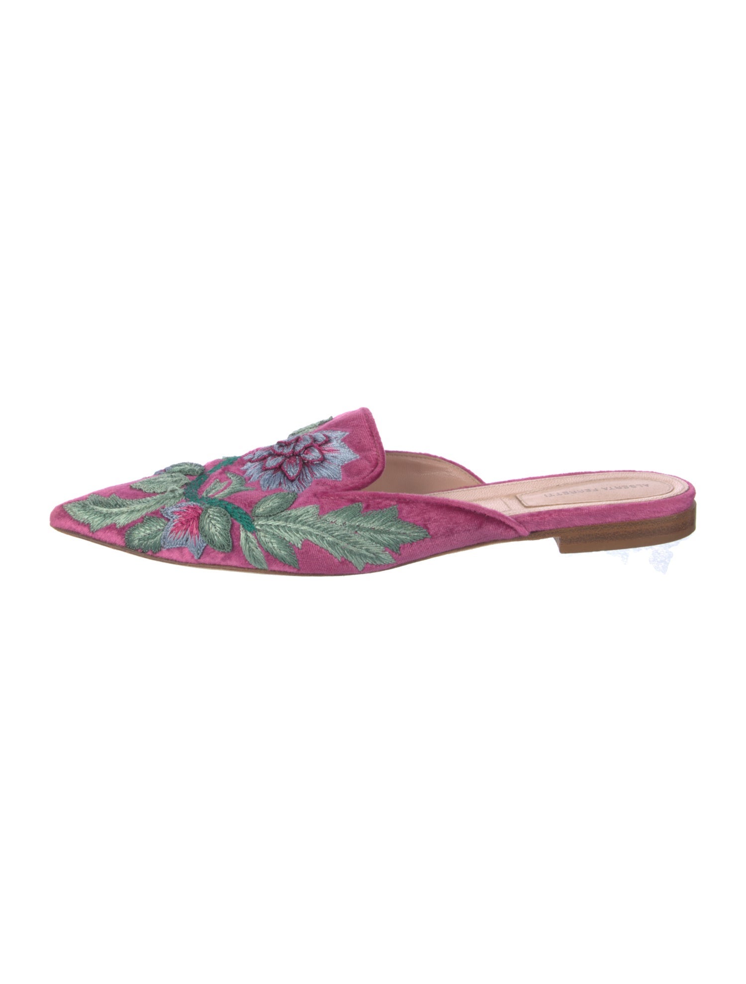 Alberta Ferretti Floral Print Embroidered Accent Mules