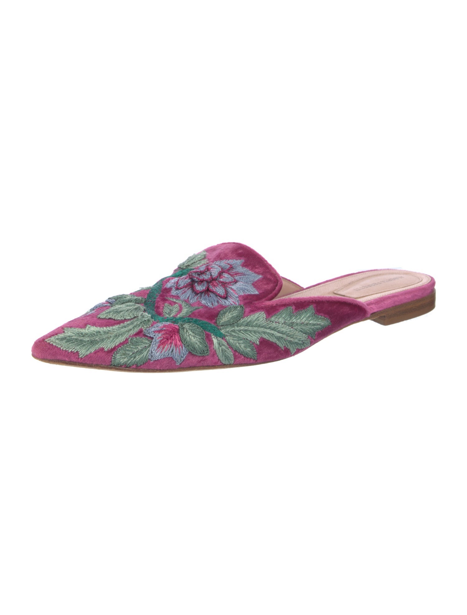 Alberta Ferretti Floral Print Embroidered Accent Mules