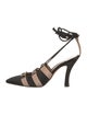 Alberta Ferretti Satin Striped D'Orsay Pumps
