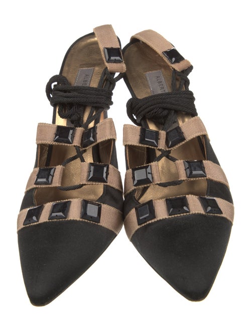 Alberta Ferretti Satin Striped D'Orsay Pumps