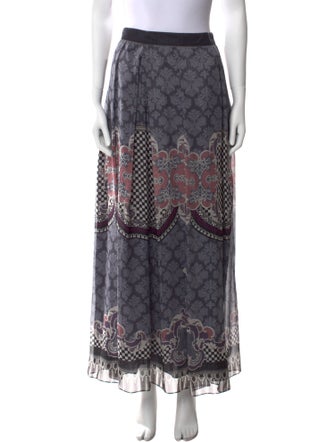 Alberta Ferretti Plaid Print Long Skirt