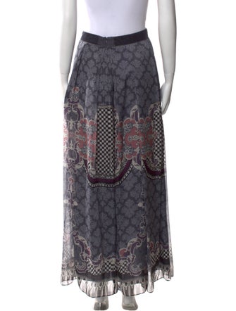Alberta Ferretti Plaid Print Long Skirt