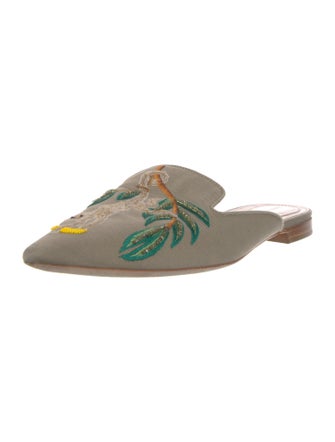 Alberta Ferretti Canvas Patterned Mules
