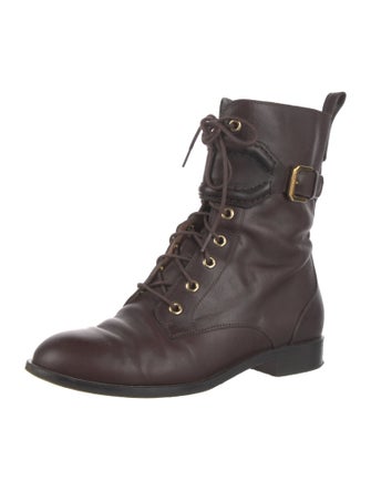 Alberta Ferretti Leather Combat Boots