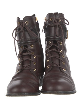 Alberta Ferretti Leather Combat Boots