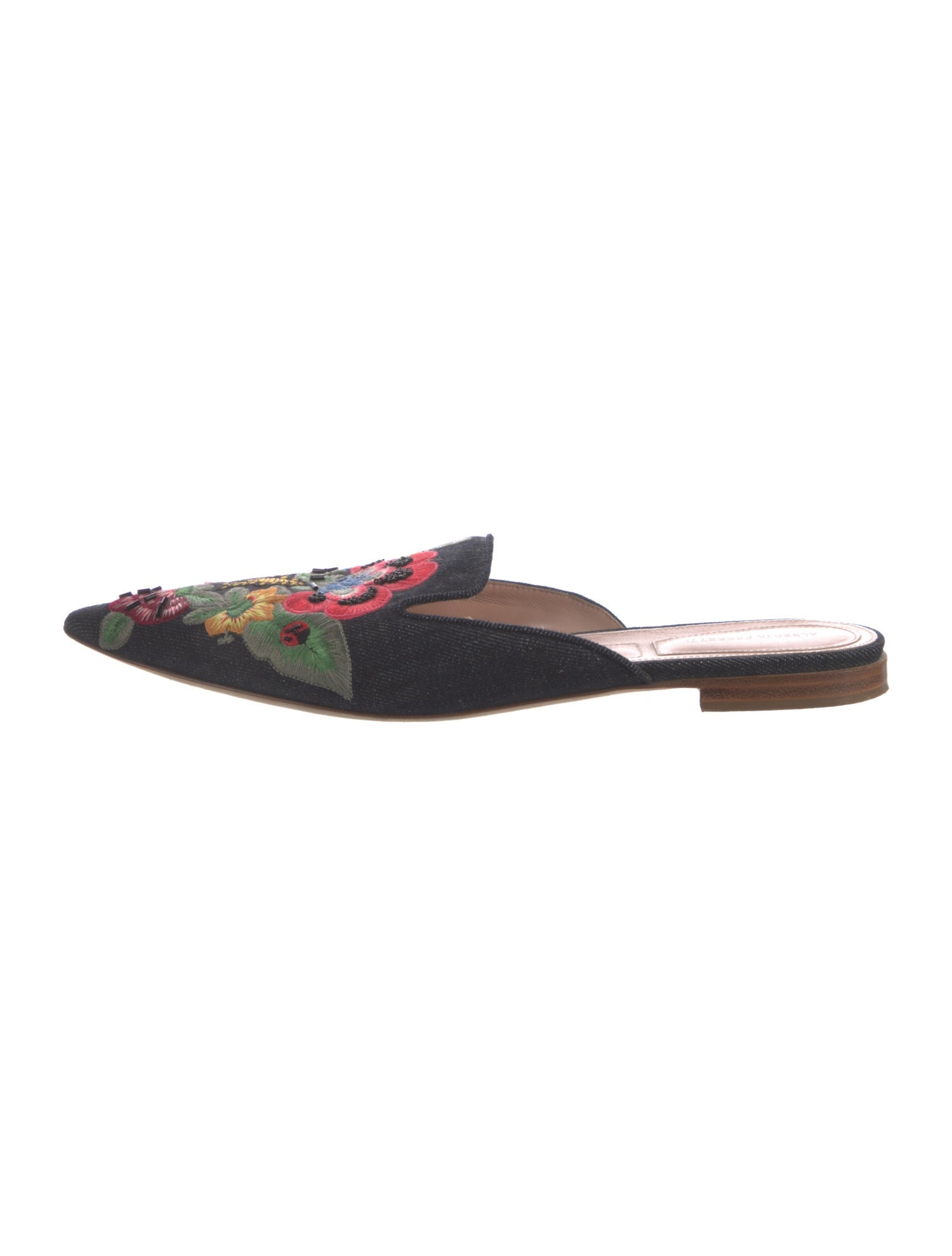 Alberta Ferretti Denim Floral Print Mules
