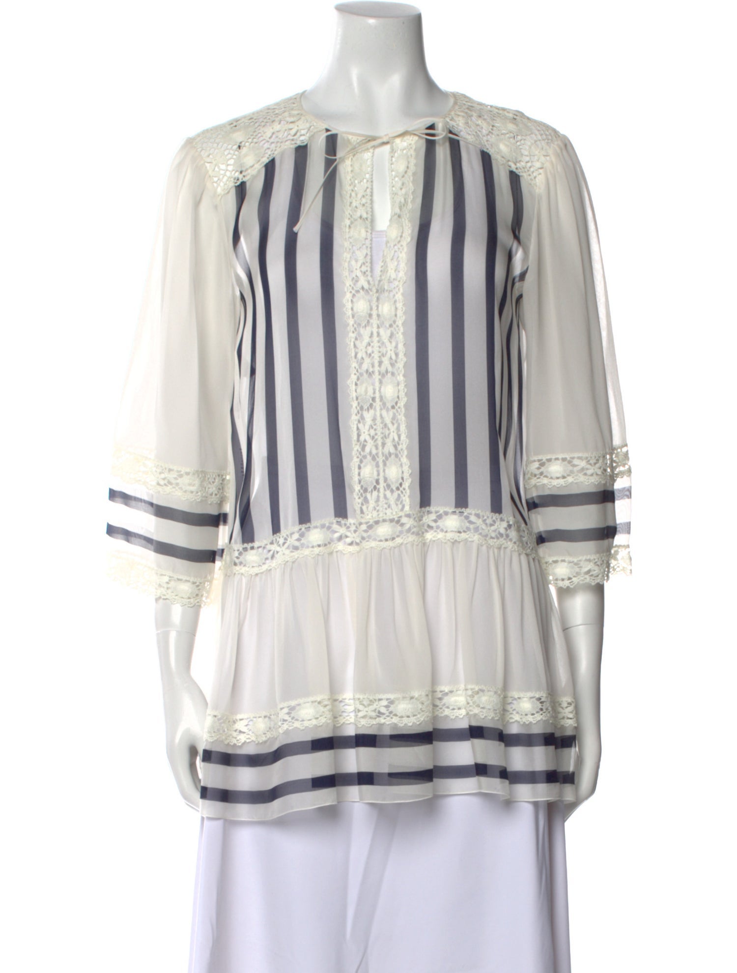 Alberta Ferretti Silk Striped Tunic