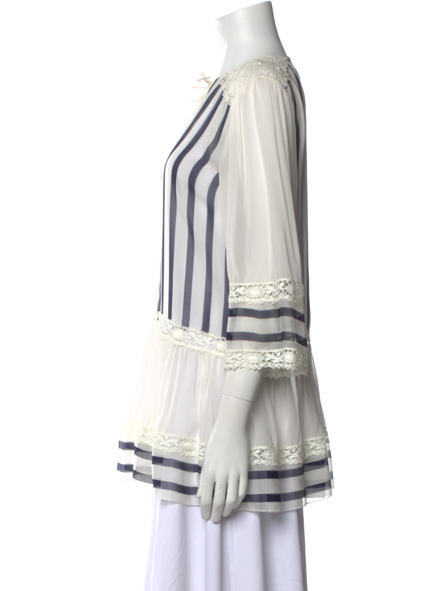 Alberta Ferretti Silk Striped Tunic