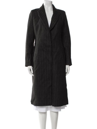 Alberta Ferretti Virgin Wool Striped Faux Fur Coat
