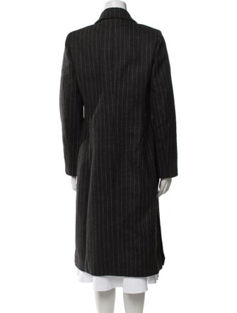 Alberta Ferretti Virgin Wool Striped Faux Fur Coat
