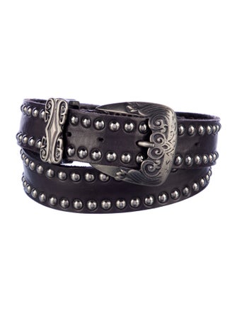 Alberta Ferretti Leather Studded Accents Belt