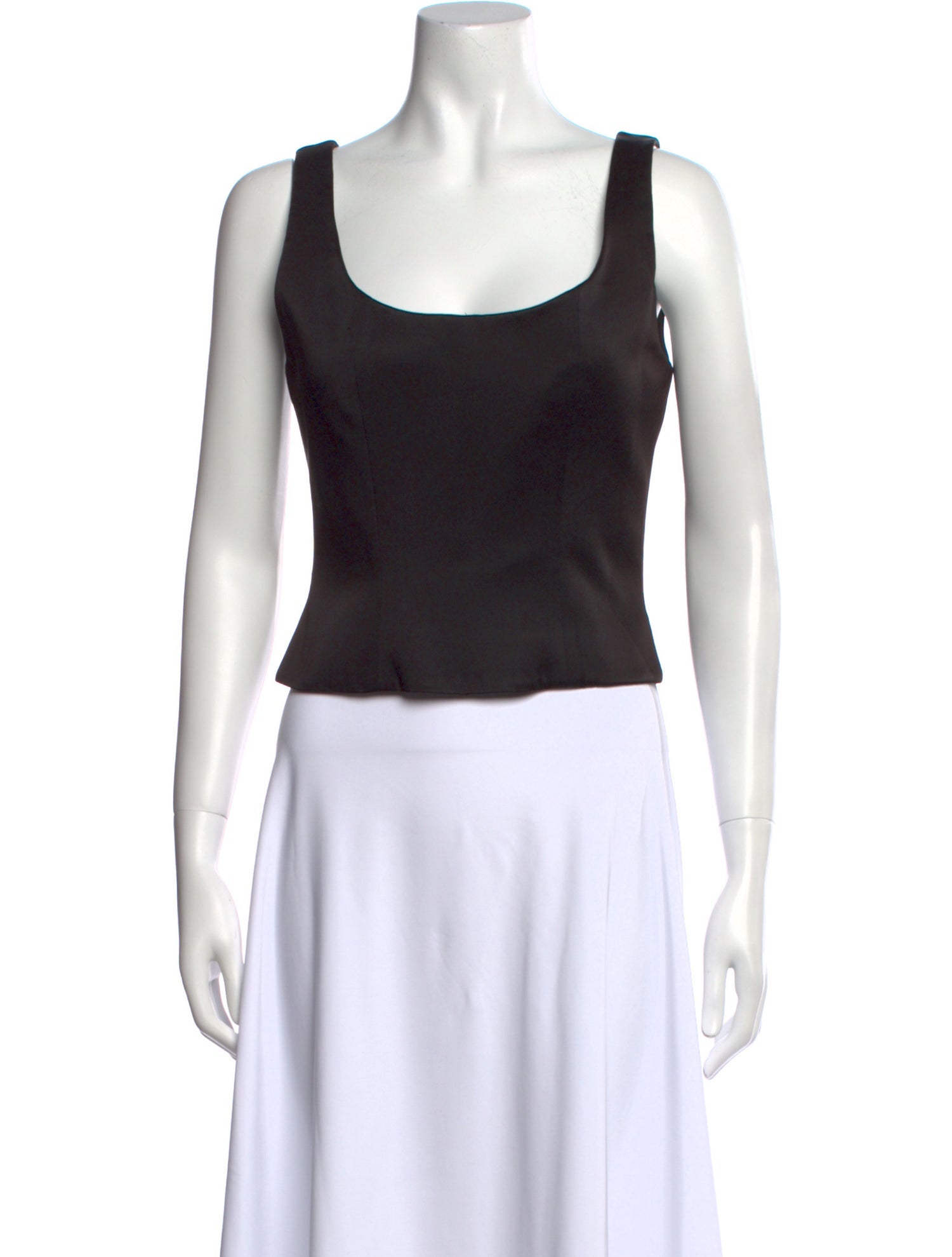 Alberta Ferretti Scoop Neck Sleeveless Crop Top