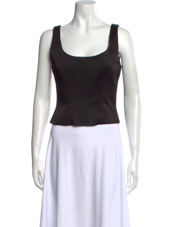 Alberta Ferretti Scoop Neck Sleeveless Crop Top