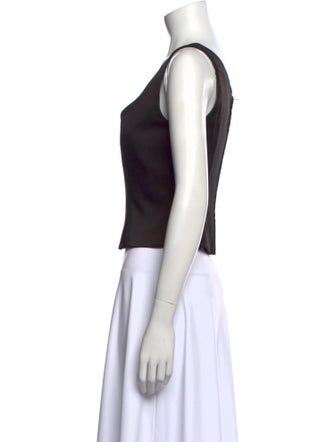 Alberta Ferretti Scoop Neck Sleeveless Crop Top