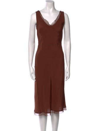 Alberta Ferretti V-Neck Midi Length Dress