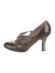 Alberta Ferretti Patent Leather Colorblock Pattern Pumps