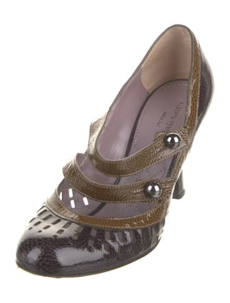 Alberta Ferretti Patent Leather Colorblock Pattern Pumps