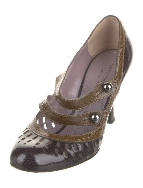 Alberta Ferretti Patent Leather Colorblock Pattern Pumps