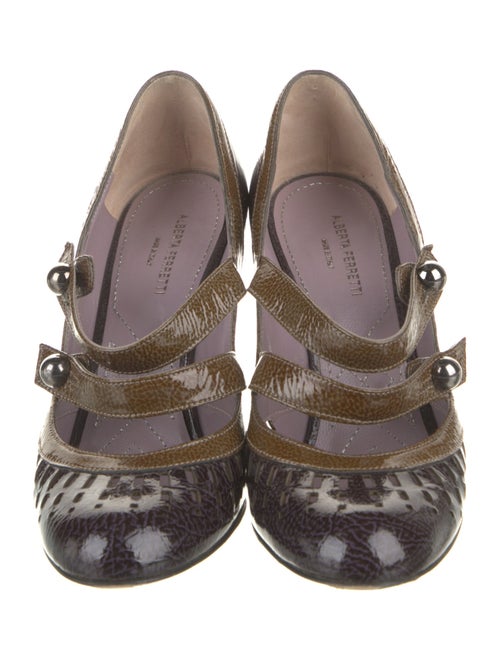 Alberta Ferretti Patent Leather Colorblock Pattern Pumps