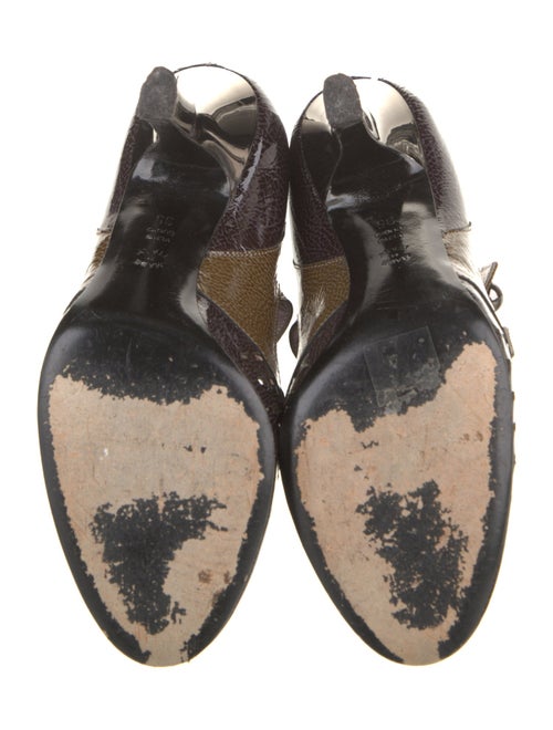 Alberta Ferretti Patent Leather Colorblock Pattern Pumps