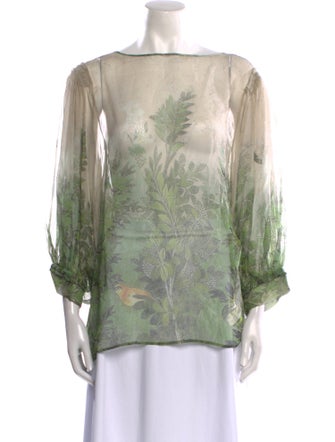 Alberta Ferretti Silk Floral Print Blouse