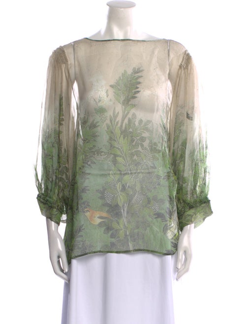 Alberta Ferretti Silk Floral Print Blouse