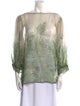 Alberta Ferretti Silk Floral Print Blouse
