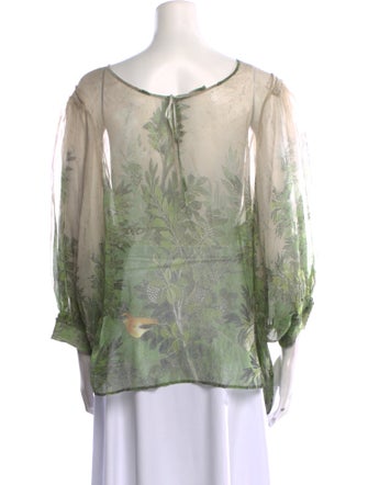 Alberta Ferretti Silk Floral Print Blouse