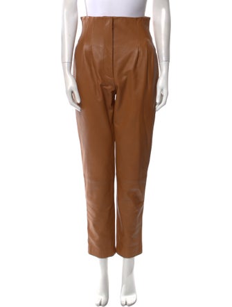 Alberta Ferretti Lamb Leather Straight Leg Pants