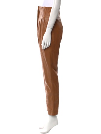 Alberta Ferretti Lamb Leather Straight Leg Pants