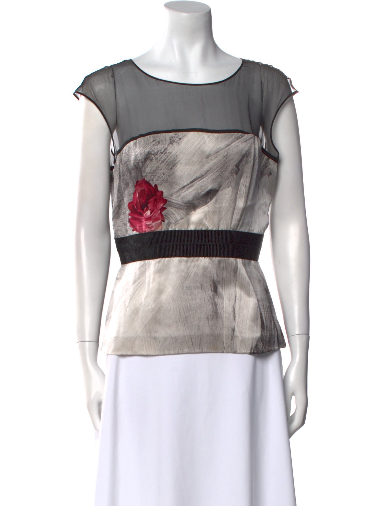 Alberta Ferretti Silk Scoop Neck Top