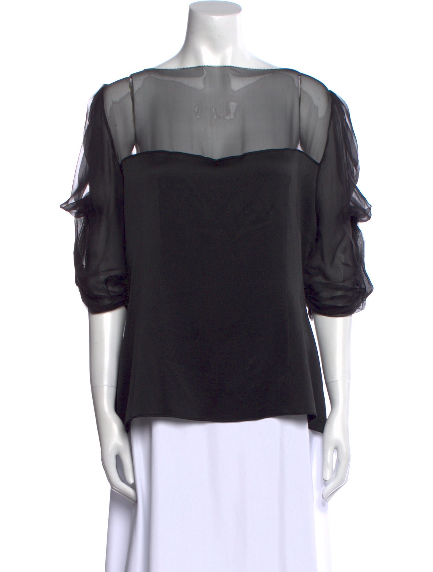 Alberta Ferretti Silk Bateau Neckline Blouse