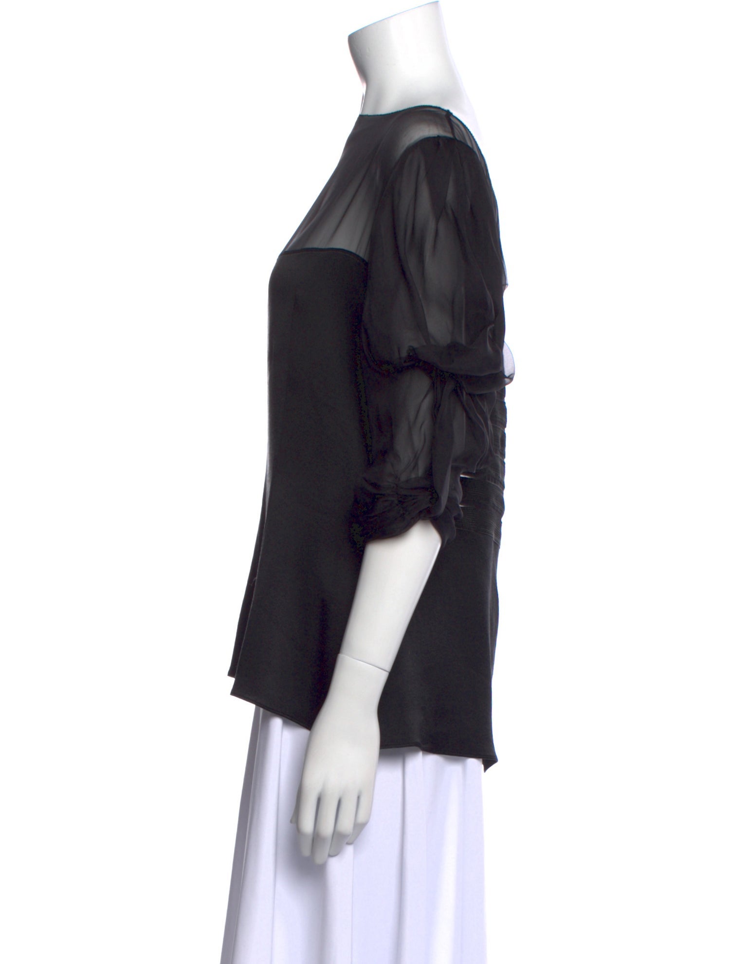 Alberta Ferretti Silk Bateau Neckline Blouse