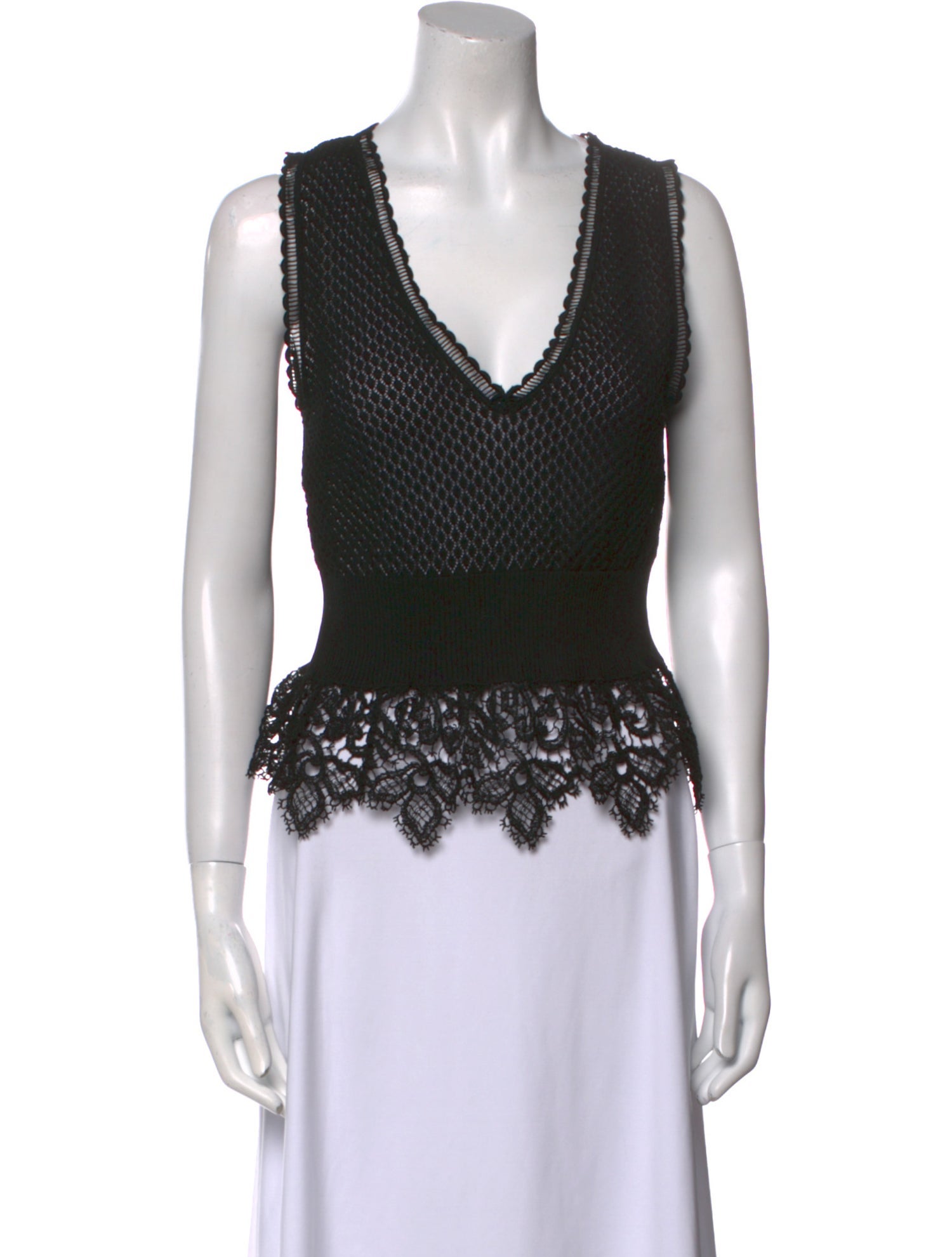 Alberta Ferretti V-Neck Sleeveless Crop Top