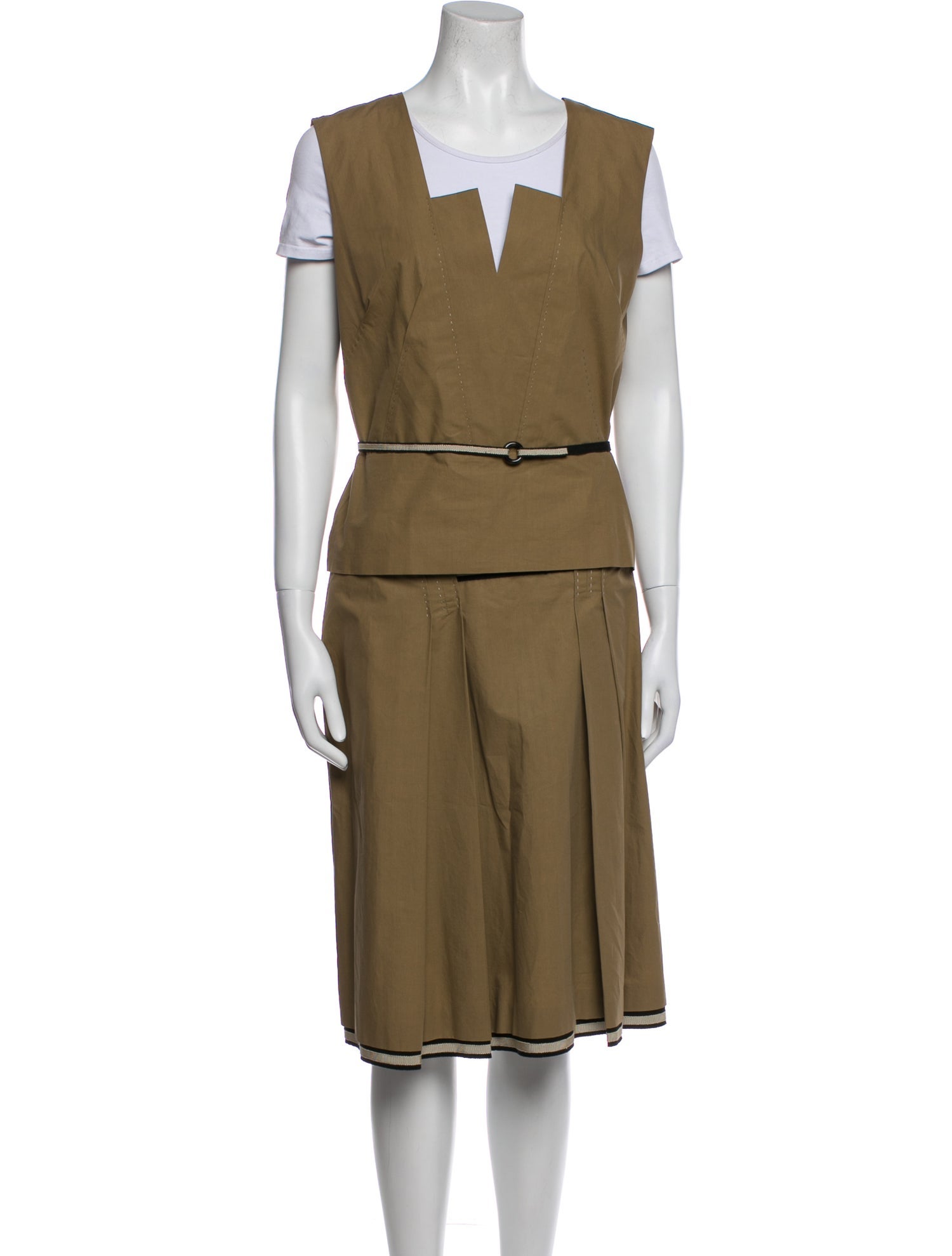 Alberta Ferretti Grosgrain Trim Skirt Set