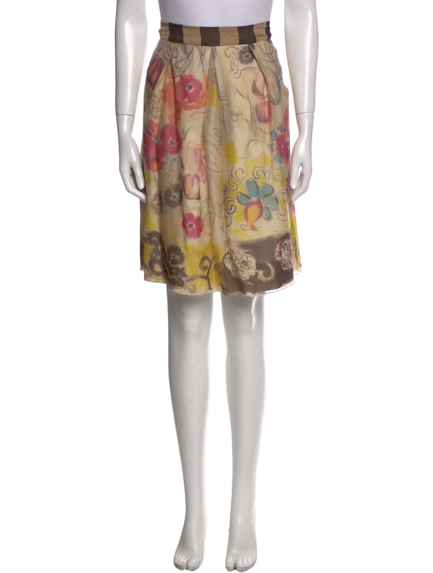Alberta Ferretti Silk Knee-Length Skirt