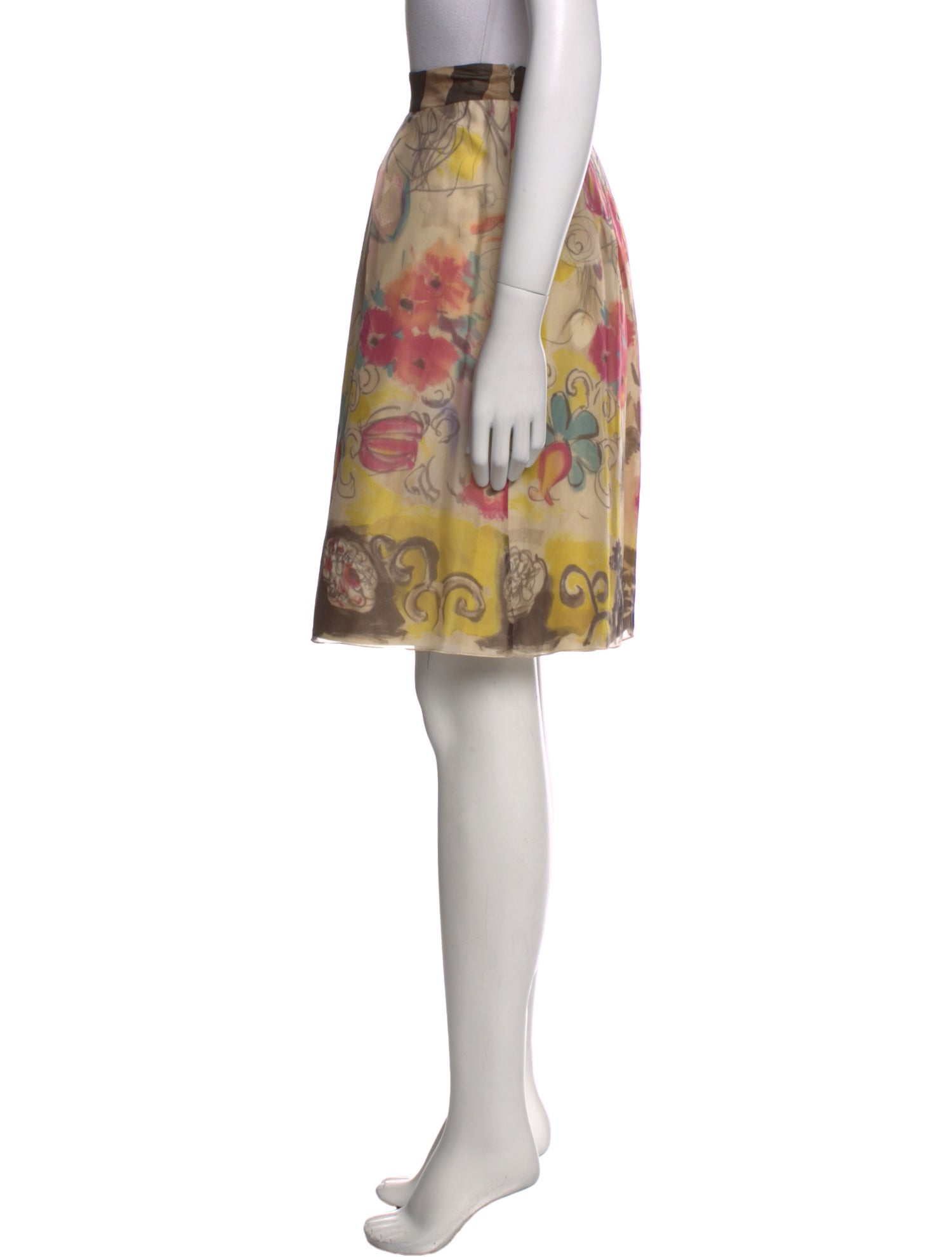 Alberta Ferretti Silk Knee-Length Skirt