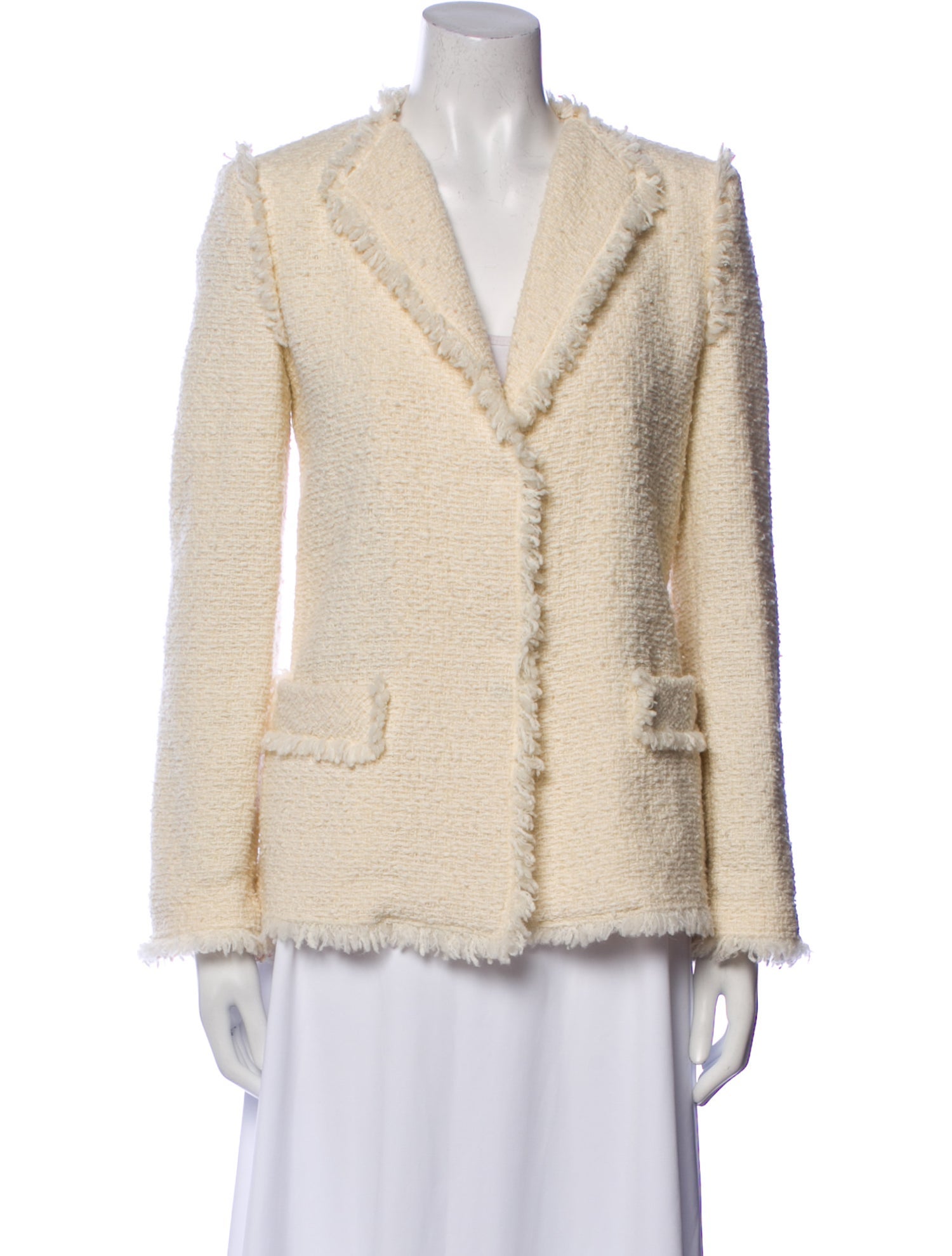 Alberta Ferretti Virgin Wool Tweed Pattern Blazer