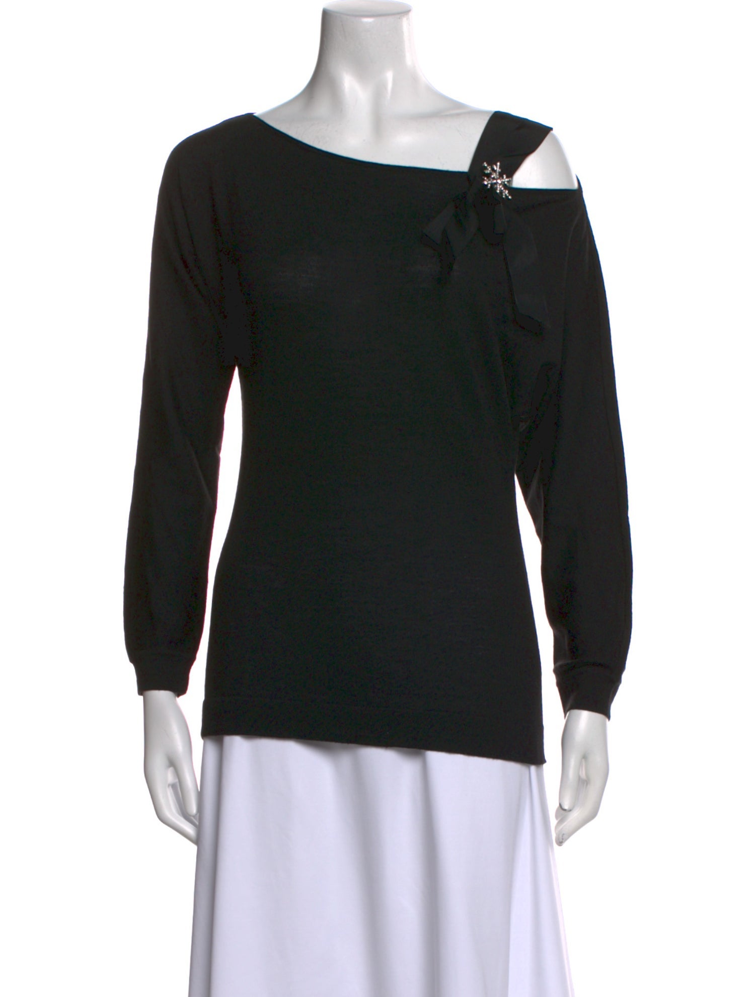 Alberta Ferretti Virgin Wool Bateau Neckline Top