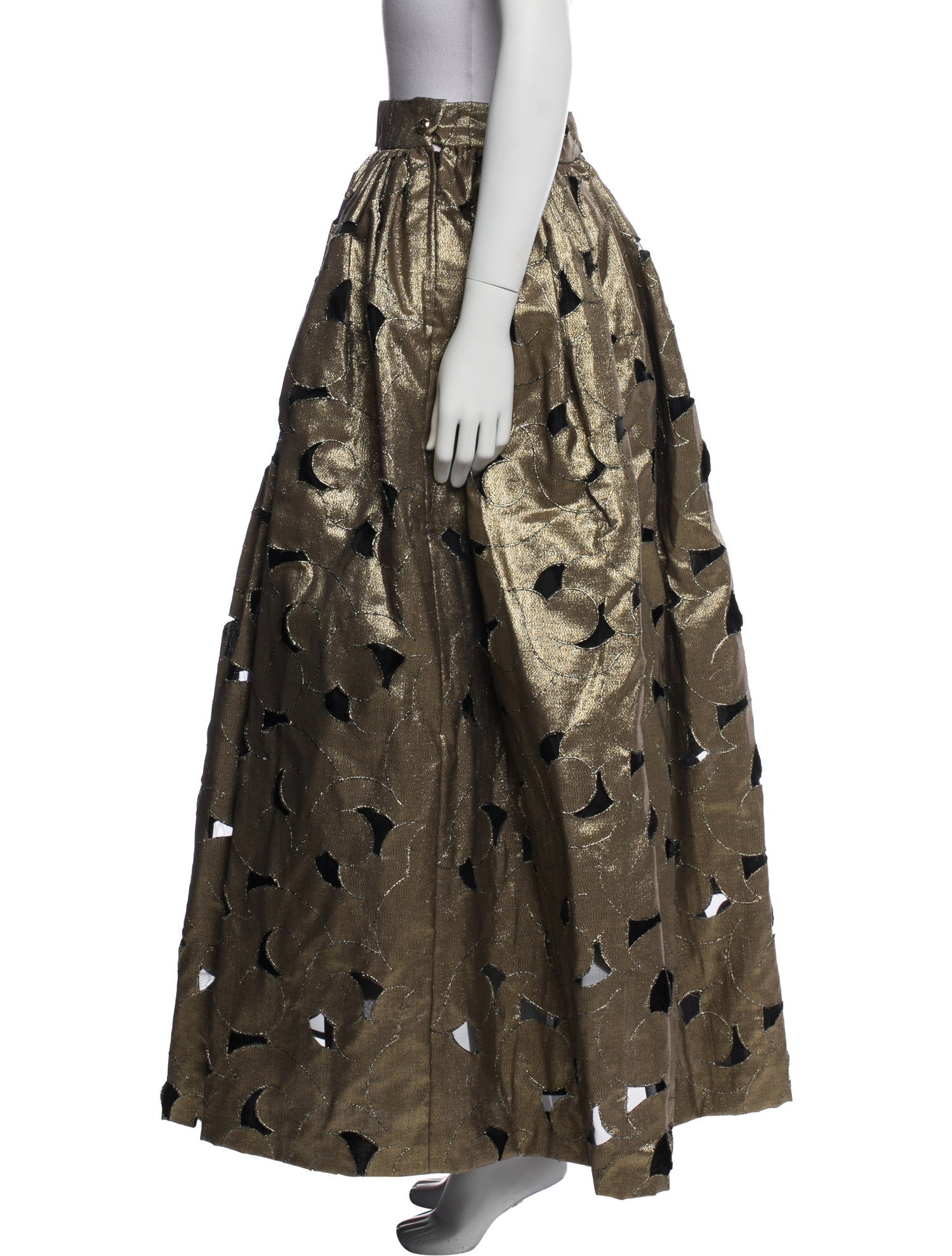 Alberta Ferretti Mesh Accents Long Skirt