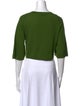 Alberta Ferretti Virgin Wool Crew Neck Crop Top