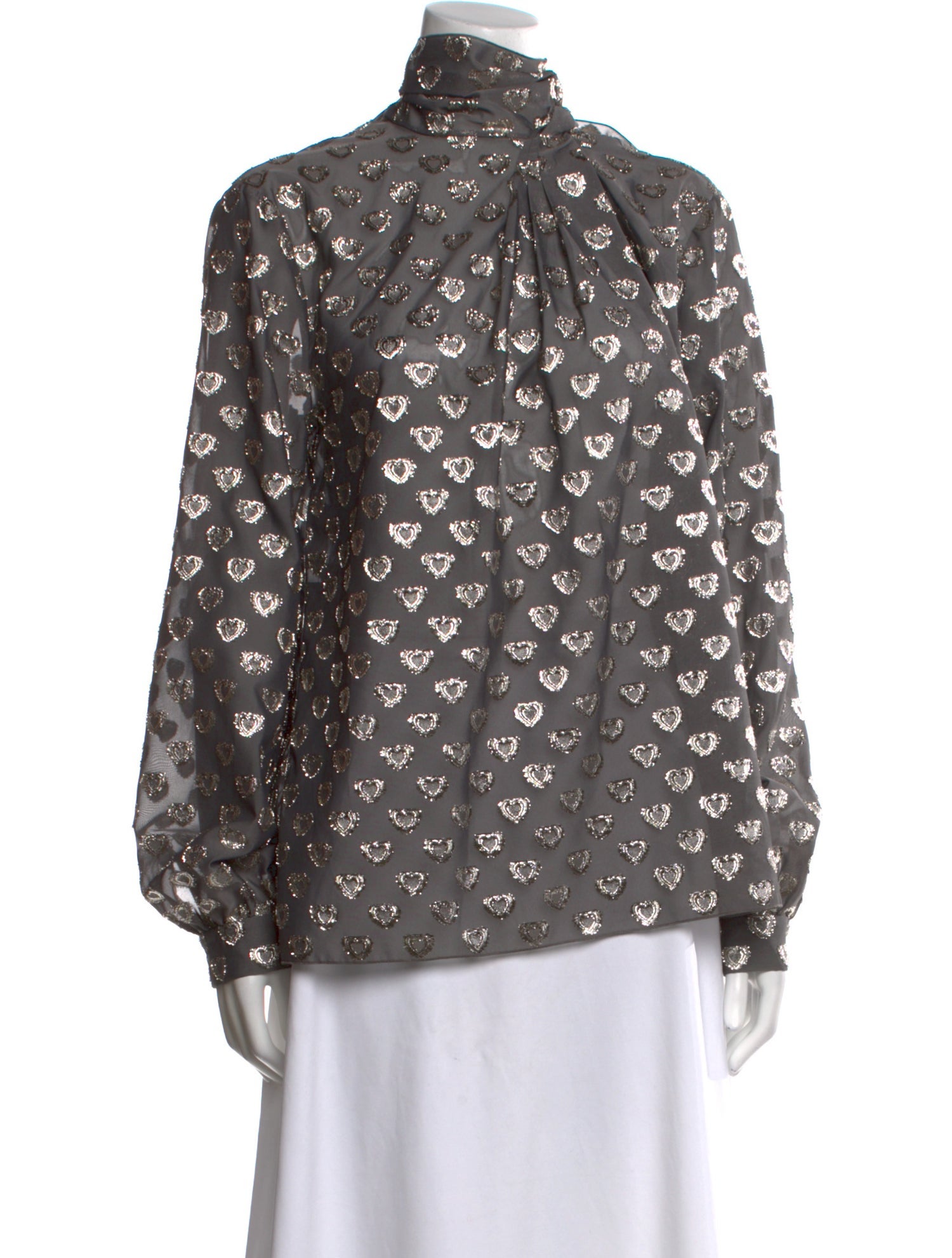 Alberta Ferretti Printed Mock Neck Blouse