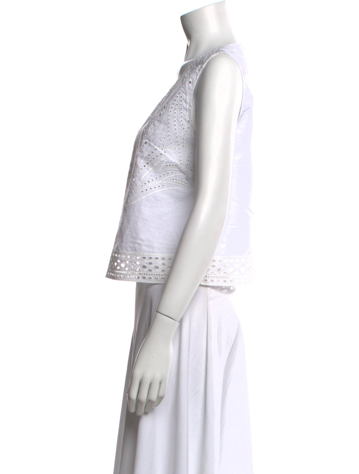 Alberta Ferretti Scoop Neck Sleeveless Crop Top