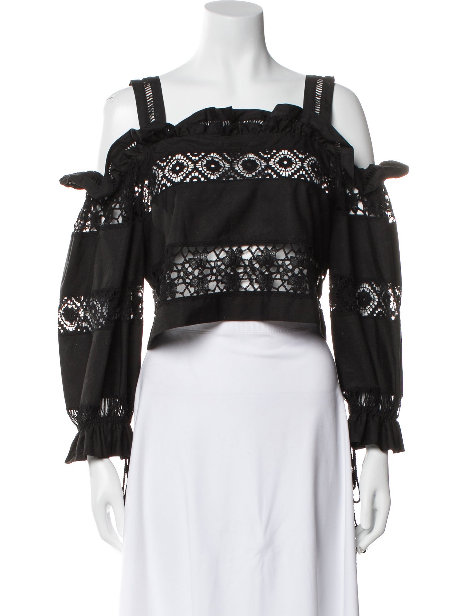 Alberta Ferretti Square Neckline Long Sleeve Crop Top