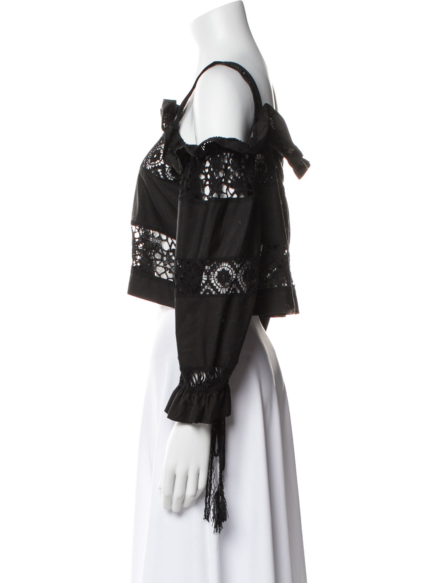 Alberta Ferretti Square Neckline Long Sleeve Crop Top