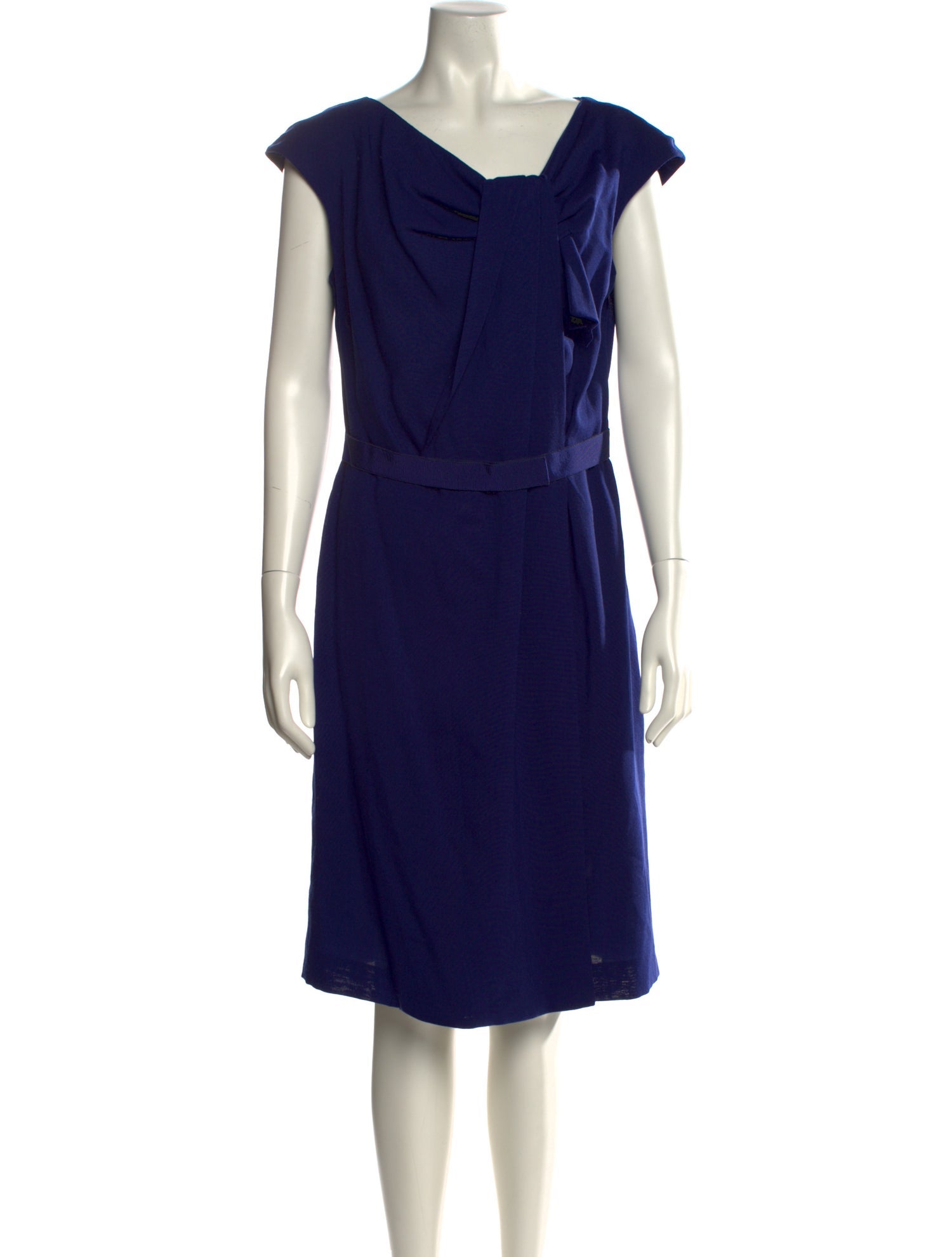 Alberta Ferretti Cowl Neck Midi Length Dress in Blue, Women's M