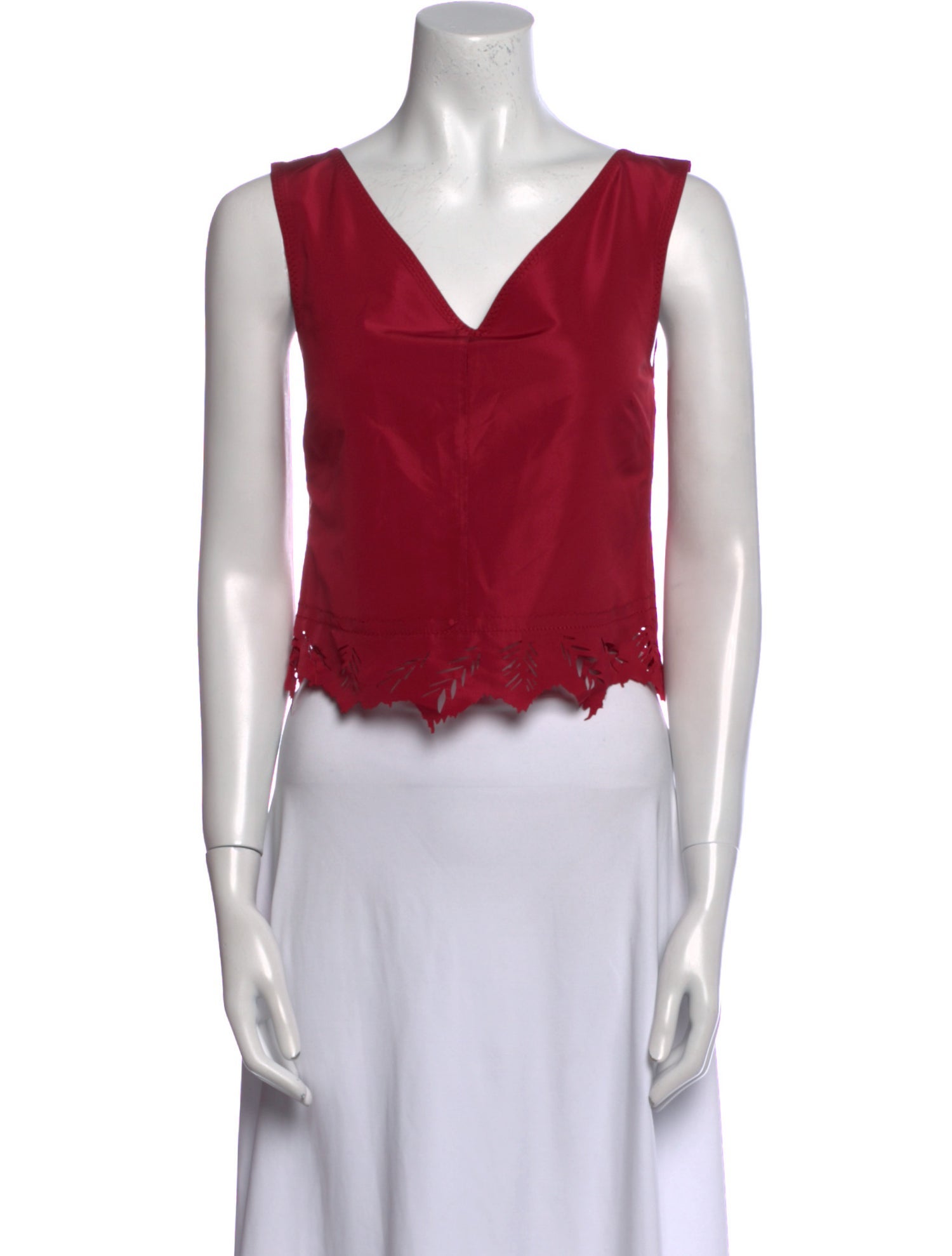 Alberta Ferretti V-Neck Sleeveless Crop Top