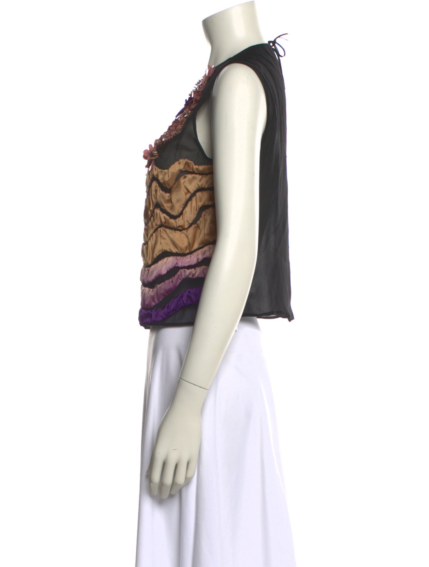 Alberta Ferretti Silk Printed Crop Top