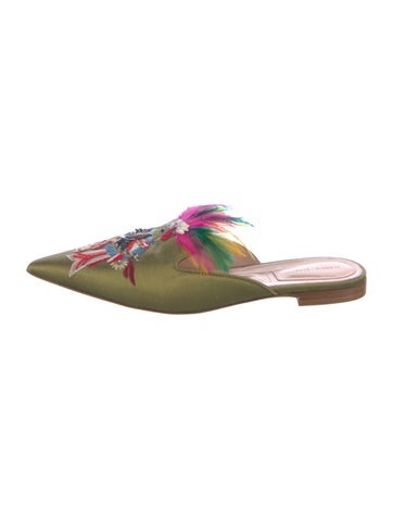 Pre-owned Alberta Ferretti Printed Mules In Green