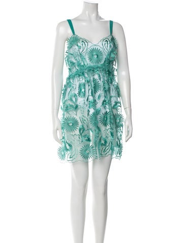 Pre-owned Alberta Ferretti Mesh Mini Dress In Green